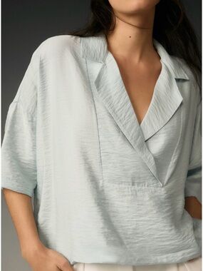 Anthropologie Dylon Short-sleeve Wide-Placket Top